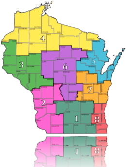 About Wisconsin Family Child Care Association - Region Map
